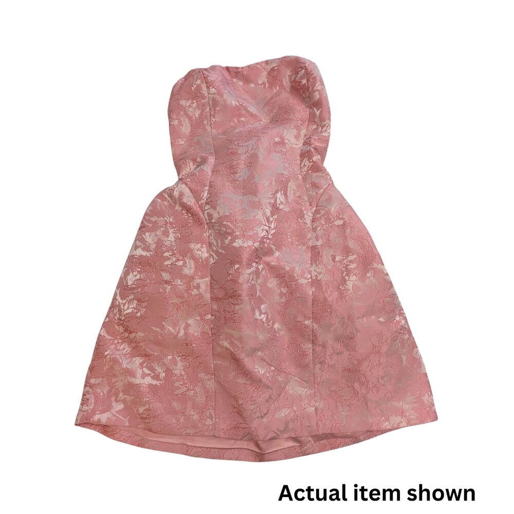 NWT Saints & Secrets Pink Floral Jacquard Bow Mini Dress - Size L - Picture 3 of 8